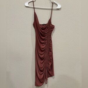 Elegant Ruched Dress in Mauve